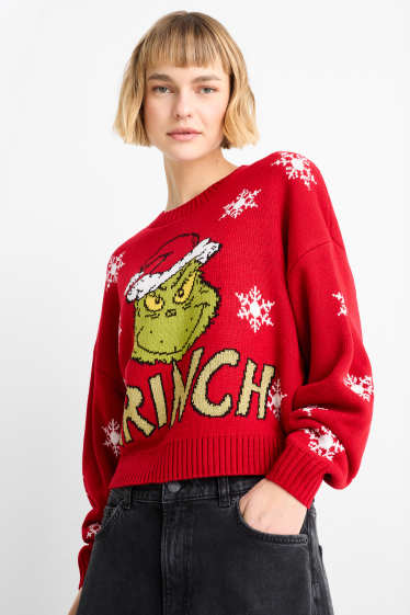 Damen - Weihnachtspullover - Der Grinch - rot