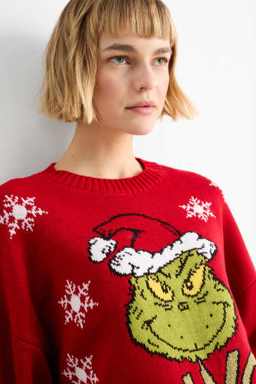 Damen - Weihnachtspullover - Der Grinch - rot