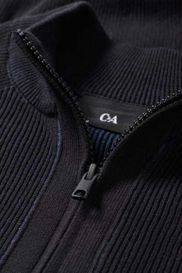 Bărbați - Cardigan tricotat - reiat - albastru închis