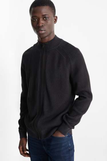 Bărbați - Cardigan tricotat - reiat - albastru închis