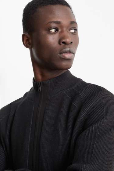 Bărbați - Cardigan tricotat - reiat - albastru închis