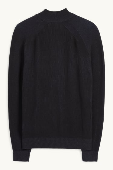 Bărbați - Cardigan tricotat - reiat - albastru închis