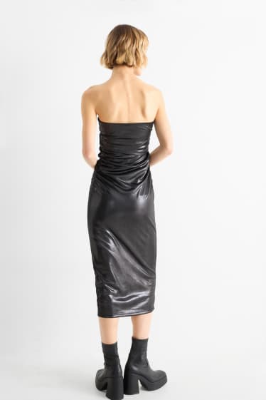 Femei - Rochie tip bustieră - aspect lucios - gri închis