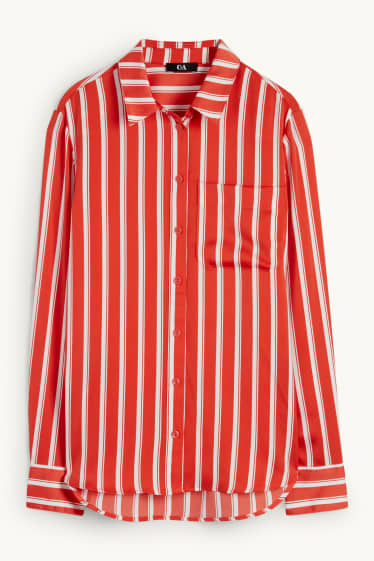 Women - Blouse - striped - dark orange