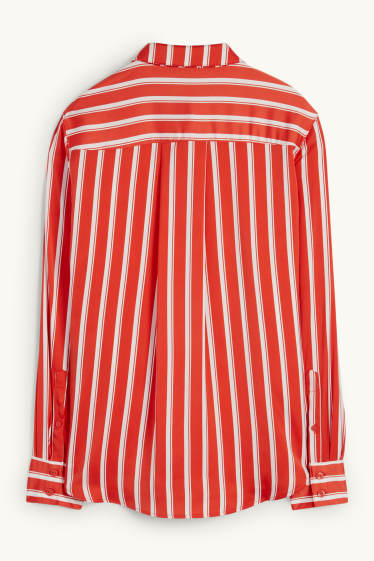 Women - Blouse - striped - dark orange