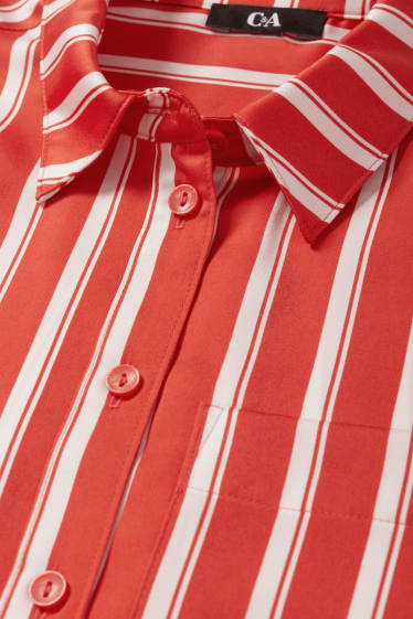 Women - Blouse - striped - dark orange