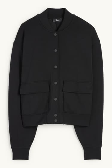 Women - Basic sweat bomber jacket - black
