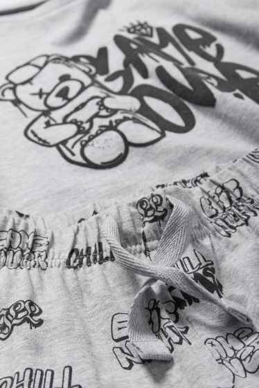 Bambini - Pigiama - 2 pezzi - motivo gaming e orso - grigio chiaro melange
