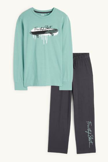 Copii - Băieți - Skater - pijama - 2 piese - verde deschis