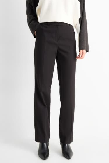 Femei - Pantaloni din jerseu - talie medie - slim fit - negru