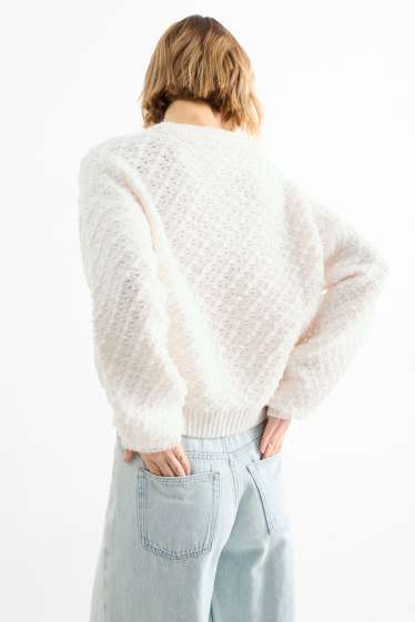 Femmes - Pull en bouclé - blanc crème