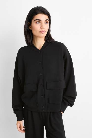 Women - Basic sweat bomber jacket - black