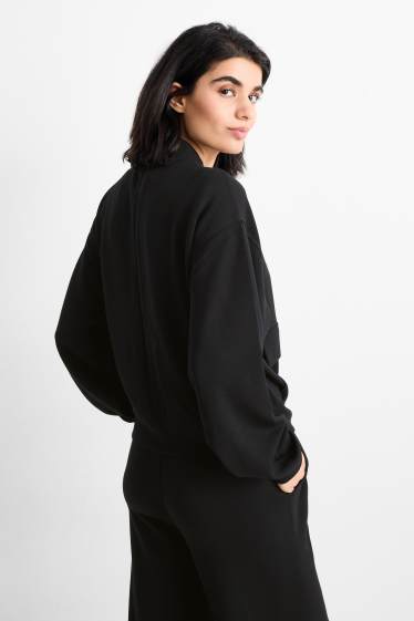 Women - Basic sweat bomber jacket - black