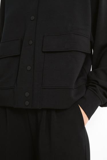 Women - Basic sweat bomber jacket - black