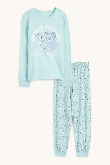 Children Girls - Koala - pyjamas - 2 piece - mint green
