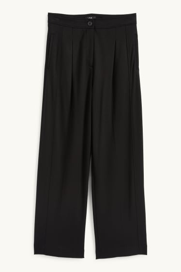 Dames - Pantalon - mid waist - wide leg - zwart