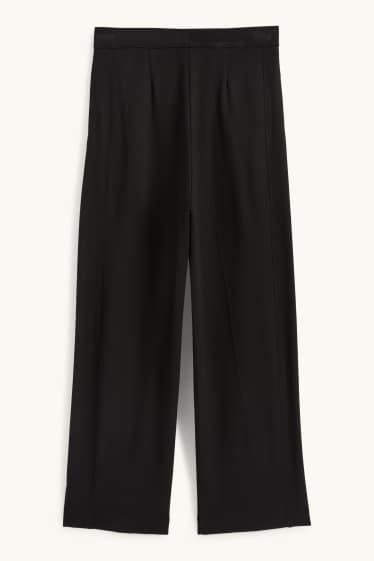 Dames - Pantalon - mid waist - wide leg - zwart