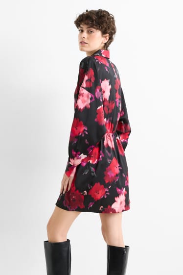 Women - Shirt dress - floral - black