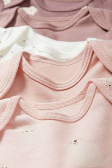 Baby: meisjes - Set van 5 - hond en poesje - rompertje - roze