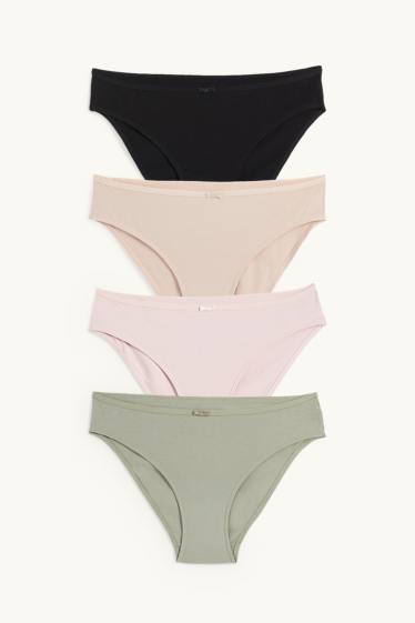 Dames - Set van 4 - slip - zwart
