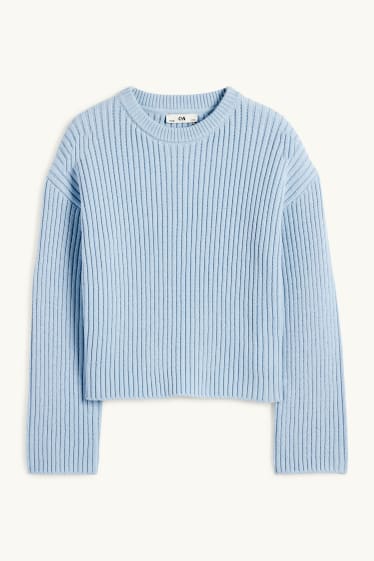 Children Girls - Jumper - ribbed - blue
