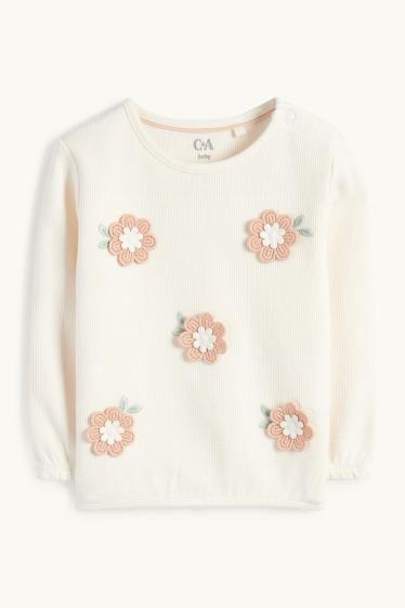 Bébés filles - Petites fleurs - sweat bébé - texturé - blanc crème