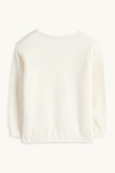 Bébés filles - Petites fleurs - sweat bébé - texturé - blanc crème