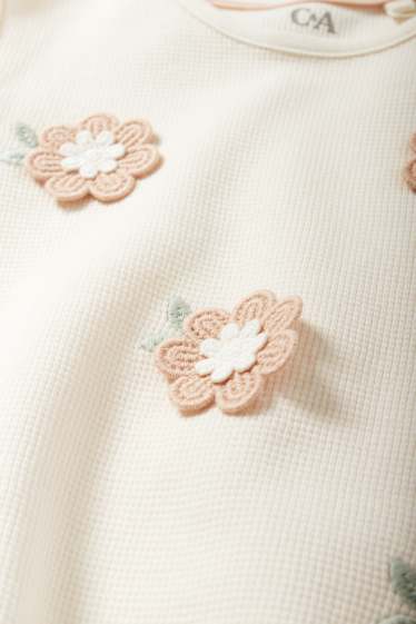 Bébés filles - Petites fleurs - sweat bébé - texturé - blanc crème