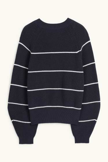 Mujer - Jersey - de canalé - de rayas - azul oscuro