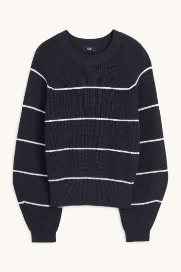 Mujer - Jersey - de canalé - de rayas - azul oscuro