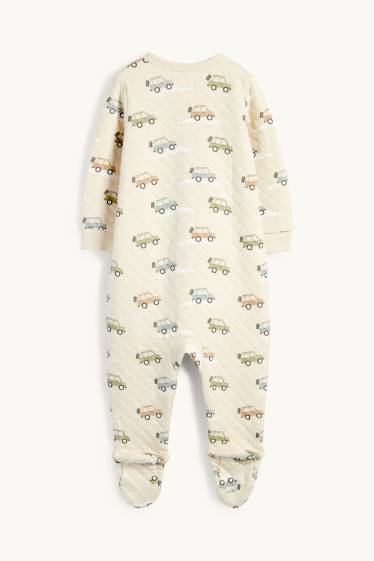 Baby: jongens - Auto - babypyjama - licht beige