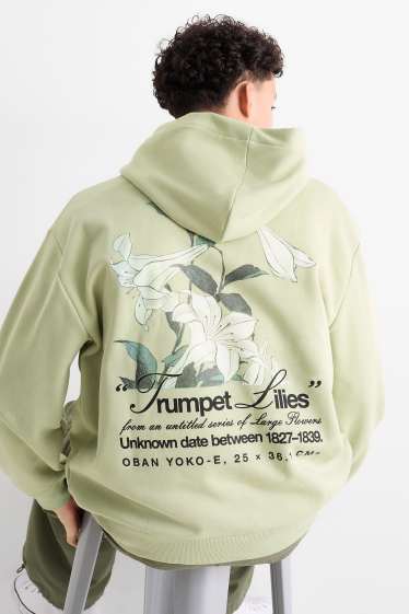 Hommes - Sweat à capuche oversize - Hokusai - vert clair