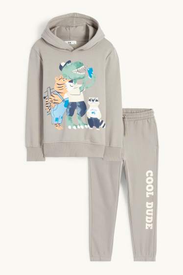 Copii - Băieți - Animale - set - hanorac și pantaloni de trening - 2 piese - gri