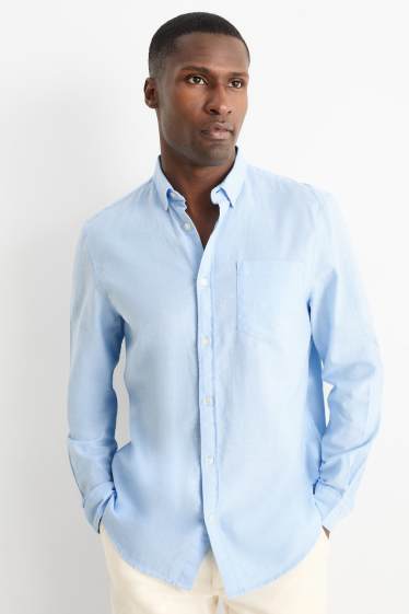 Pánské - Košile - regular fit - button-down - světle modrá