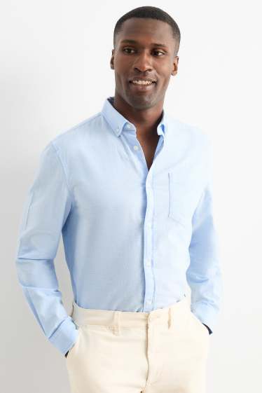 Pánské - Košile - regular fit - button-down - světle modrá