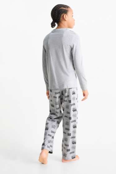 Bambini - Pigiama - 2 pezzi - motivo gaming e orso - grigio chiaro melange