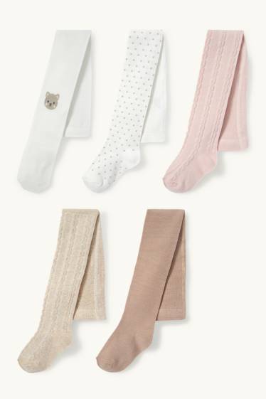 Baby: meisjes - Set van 5 - poesje - babymaillot - licht beige