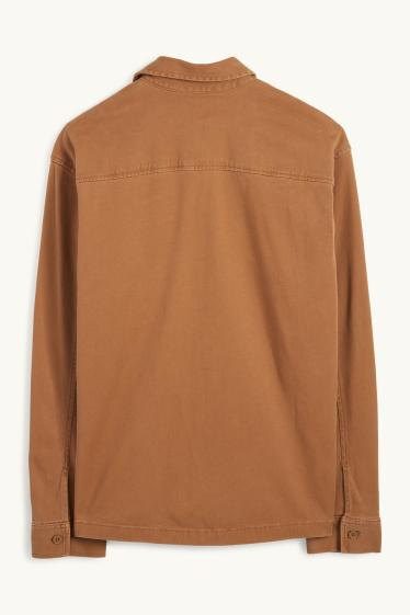 Pánské - Košile - regular fit - kent - hnědá