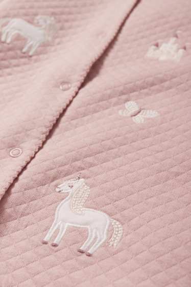 Baby Girls - Unicorn, castle and butterfly - baby sleepsuit - rose
