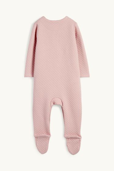 Baby Girls - Unicorn, castle and butterfly - baby sleepsuit - rose