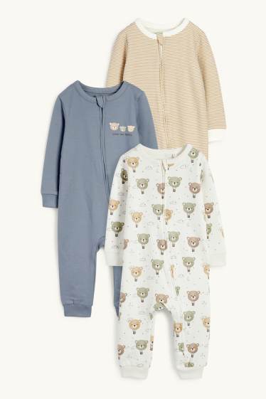 Unisex - Confezione da 3 - orsetto - pigiama per neonati - bianco crema