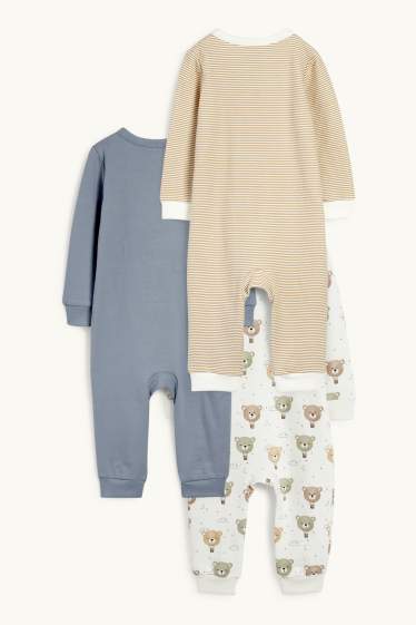 Unisex - Confezione da 3 - orsetto - pigiama per neonati - bianco crema