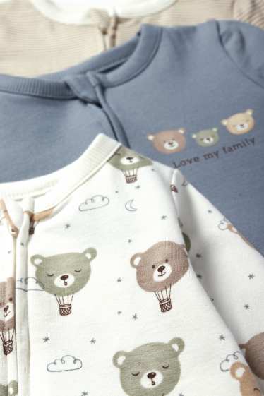 Unisex - Confezione da 3 - orsetto - pigiama per neonati - bianco crema