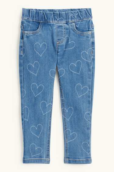 Děti - dívky - Motivy srdíček - džegíny - džíny - tmavomodré