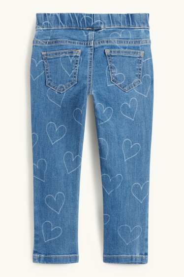 Děti - dívky - Motivy srdíček - džegíny - džíny - tmavomodré