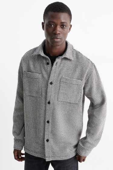 Uomo - Camicia - relaxed fit - collo all'italiana - fantasia - nero melange
