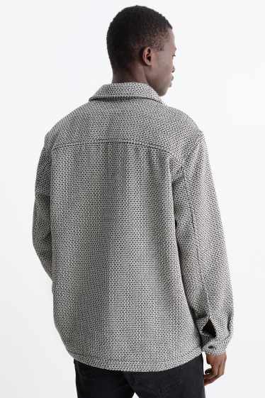Uomo - Camicia - relaxed fit - collo all'italiana - fantasia - nero melange