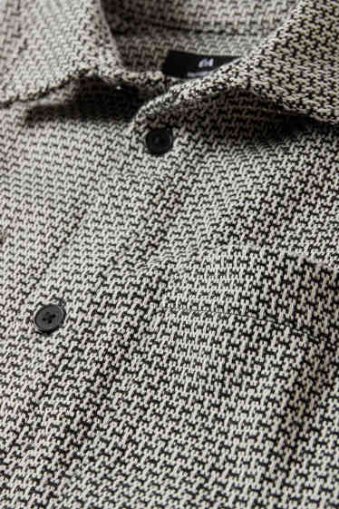 Uomo - Camicia - relaxed fit - collo all'italiana - fantasia - nero melange