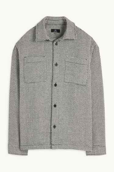 Uomo - Camicia - relaxed fit - collo all'italiana - fantasia - nero melange