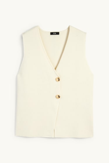 Femei - Vestă din tricot - alb-crem